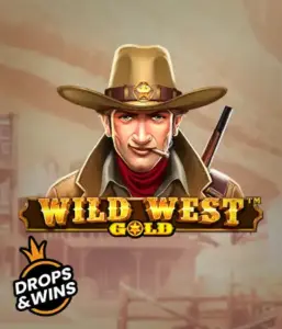  Meet the daring sheriff of "Wild West Gold," a popular slot game by Pragmatic Play. The visual features a determined sheriff with a golden star badge, set against a sun-baked Old West town backdrop. The game's title is boldly featured in a rustic font, accentuating the Wild West adventure theme. 