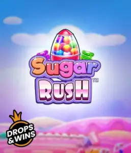 Dive into the delightful world of the Sugar Rush slot game by Pragmatic Play, featuring a colorful candy dispenser set against a fantastic background of candyland. This image captures the fun and excitement of the slot, highlighted with bright candies and charming typography. Perfect for candy lovers, promising hours of fun. 